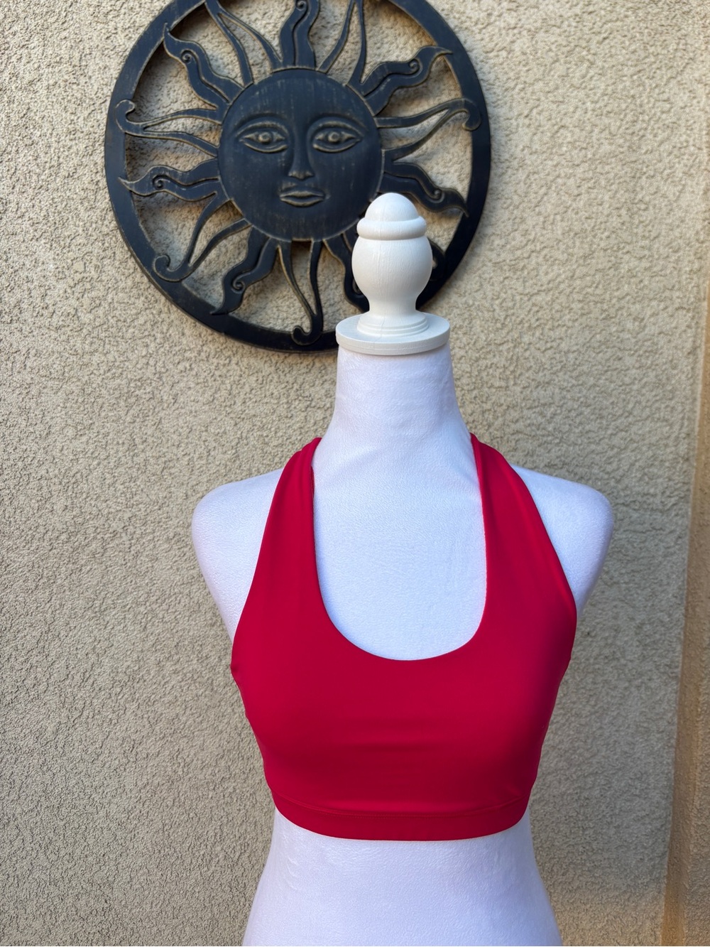 Fashion Nova Red Strappy Back Sports Bra Halter Athleisure Gym Activewear